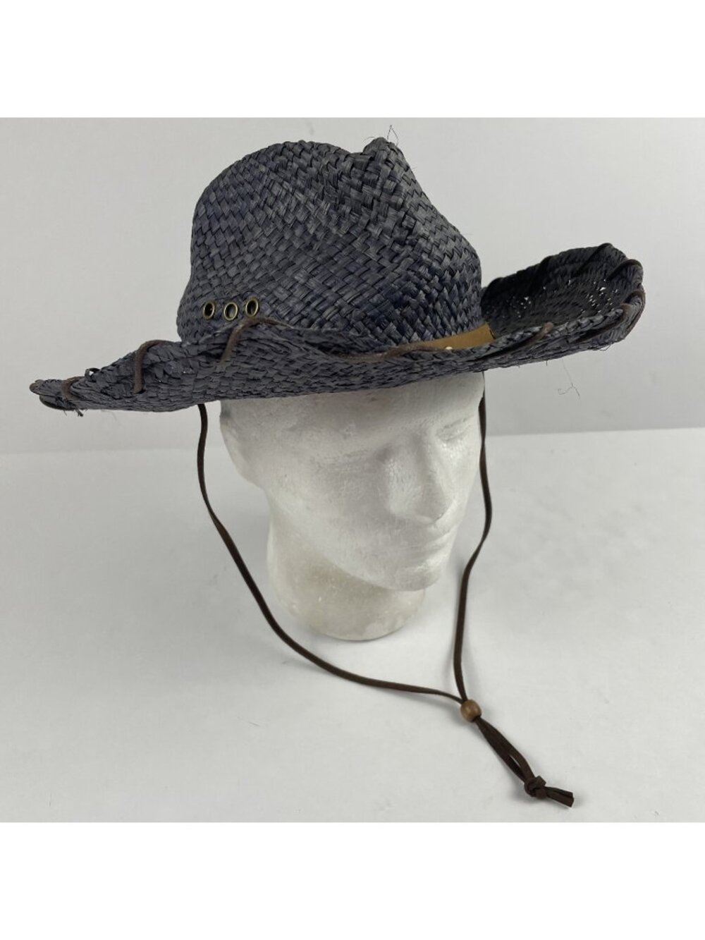 Pistil Paper Cowboy Hat Western Sun Leather Band Chin Strap Wire Brim Trim
